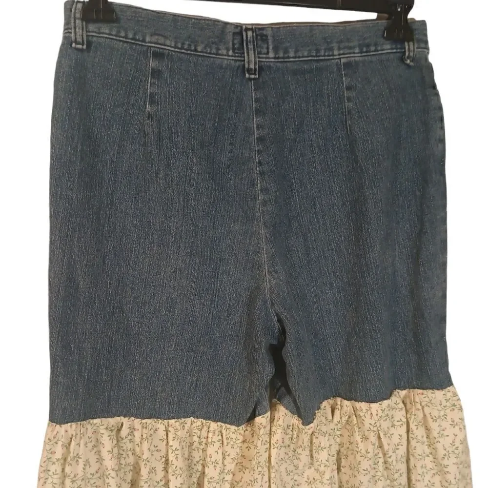 Upcycled recycled customized vintage hippie gypsy  bell bottom denim jean 12 - Picture 7 of 12